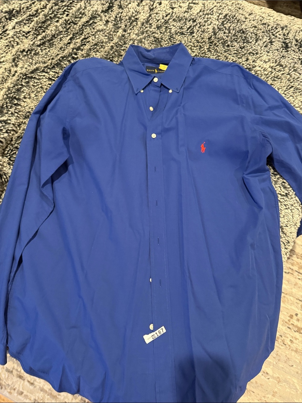 Ralph Lauren Men’s Button-Up Dress Shirt in Royal Blue with Red Logo